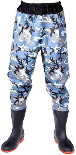 WXF86djl Unterwasser Angelhosen, Hipster-Hosen, Tarnhosen, PVC-Jagdstiefel, Angelhosen for Herren und Damen(Blu,45 EU)