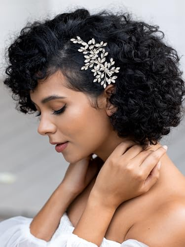 SWEETV Rhinestone Wedding Hair Comb Crystal Hair Pieces Bridal Side Combs Elegant Bride Hair Accessories Wedding Hair Clip for Women Girls Bridesmaid