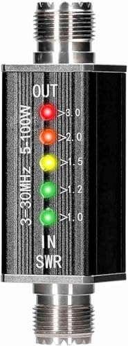 LED SWR Meter Kompakt leicht 3 30MHz Frequenz Kurzwelle Stehwellen Anzeige für Fernseh-und Radio Kommunikation Metall 25x25x90mm