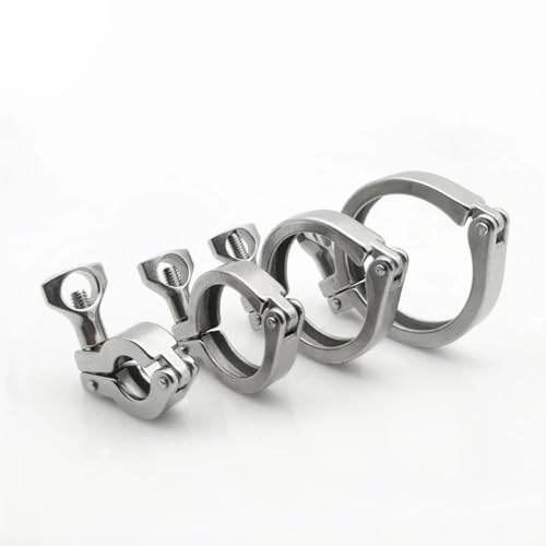 1- 4 Inch Sanitary Stainless Steel Tri Ferrule Clamps Clover SS 304 Fit for Pipe Flange with Silicone Gasket(5PCS,50.5MM 1.5in)