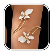 Frodete Flower Arm Cuff Upper Arm Jewelry for Women Butterfly Bracelet Gold Bangles Beach Jewelry Trendy Spring Dresses Accessories