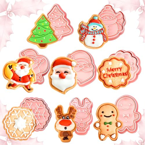 molde 3D Santa Claus decoracion postres navidenos set decoracion | 8 piezas molde 3D Santa Claus decoracion postres navidenos set decoracion pasteles regalos fiesta