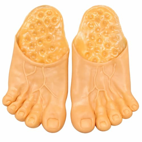Rubber Bare Feet | Barefoot Giant Shoes | Caveman Feet | Giant Feet Big Foot | Barefoot Slippers | Big Foot Costume Accessories | Soft Rubber | One Size Brown