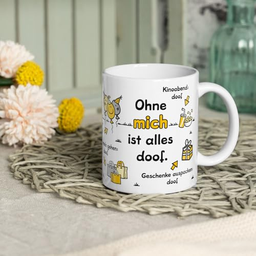 Sheepworld | Tasse »Ohne mich ist alles doof« - Porzellan - 325 ml - 9,5 cm - spülmaschinengeeignet