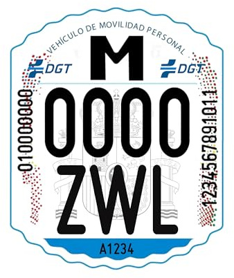 ZWHEEL Matrícula Patinete Eléctrico (VMP) Homologada DGT - Obligatoria 2026 | Homologada y Oficial | Obligatoria 2026 | Personalizada con tus Datos | Instalación Fácil | Alta Visibilidad | Placa Oficial