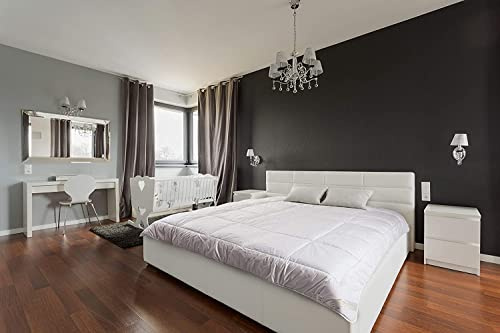KÖNIG BETTDECKE Merino Wolle Bettdecke 220 x 240 cm, 500GSM, Mittelschwer 10 tog, Warm, 100% Merino-Schurwolle & Baumwolle