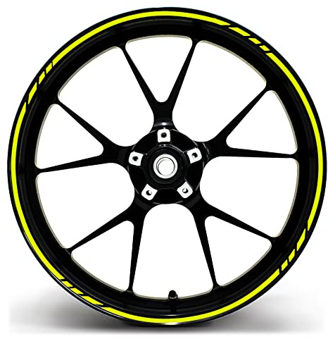 Finest Folia Felgenrandaufkleber GP-Design 16 Teilig Komplett-Set -Finest Folia passend für 17 Zoll & 161819 Felgen Motorrad Auto Fahrrad MR001 (Neon Gelb)