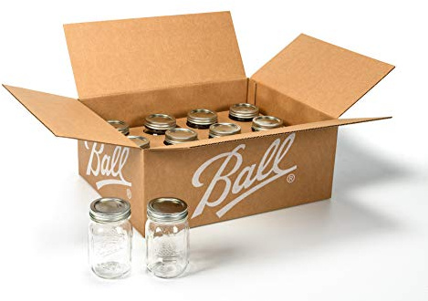 Ball Keepsake Stars and Stripes Mason Jar| Regular Mouth Glass Jar| 16-Ounce Pint Jar with Lids and Bands, 12 Count