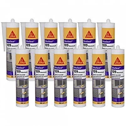SIKA Lot de 12 Mastic Silicone SikaSeal 109 Menuiserie - Blanc PVC - 300ml