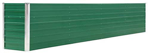 pedkit Uppläggningsbädd metall trädgårdssäng, trädgårdsväxter planteringslåda, grönt galvaniserat stål, öppen undersida 320 x 40 x 45 cm (L x B x H) för trädgårdar, balkonger eller terrasser