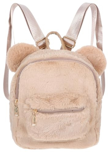 Plüsch Rucksack Niedlich Bärenohr Flauschige Pelz Umhängetasche Mode Tagesrucksäcke für Frauen Mädchen Outdoor-Reise Geldbörse Geburtstagsgeschenke ()