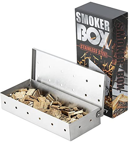 Kesntto Scatola per Affumicatore, Scatola per Barbecue a Gas e Barbecue a Carbonella, Scatola per Fumatori di Barbecue, Affumicatore in Acciaio Inox Smoker Box, Affumicatore BBQ