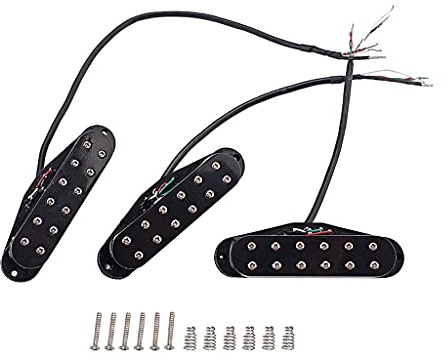 Alnicov Mini-Humbucker-Tonabnehmer für Gitarre, Hals, Mittelsteg, SSS-Tonabnehmer, Set für Stratocaster, ST-Stil, Gitarrenzubehör (schwarz)