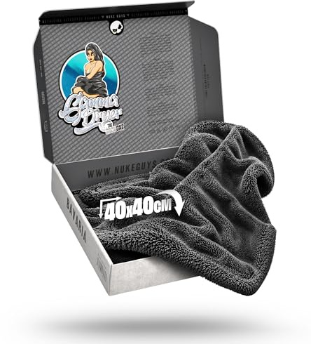Nuke Guys Gamma Dryer S | Chiffon Sec Ultra Absorbant et Pratique 1400 GSM Gris 40x40cm | Ne Peluche Pas, Fibres arrondies Douces, sans Rayures | Chiffon Microfibre de qualité supérieure pour Voiture