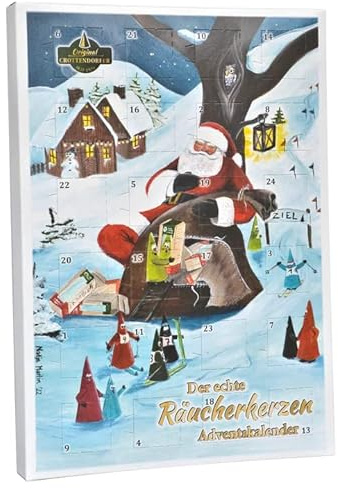 Der echte Crottendorfer Räucherkerzen Adventskalender mit 24 Räucherkerzen Motiv 2022 Made in Germany