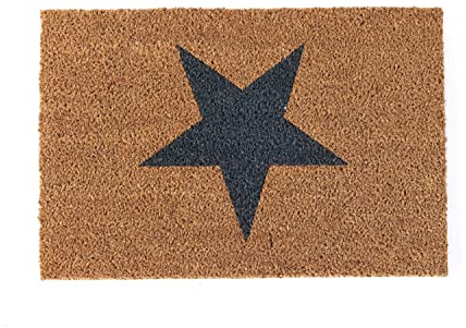 Marissa's Garden & Gift Extra Thick 2cm deep Doormat Indoor/Outdoor | Non Slip Star Design Entrance Welcome Mat (black Star) 60 x 40 x 2cm