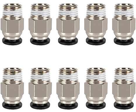 PC4-M10-kontakt, PC4-M10 pneumatisk anslutning, PC4-M10 pneumatisk slangkontakt, PC4-M10 rak hankontakt pneumatisk kontakt, snabbkoppling för 3D-skrivare, paket med 10