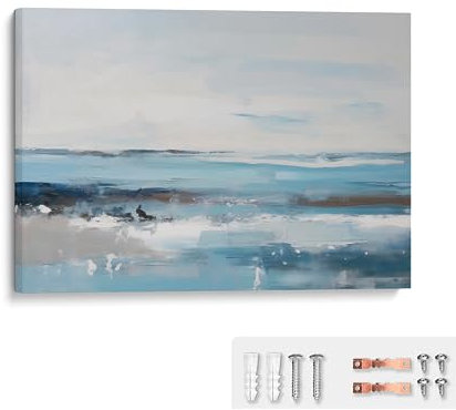 Artnova Cuadro Abstracto Decorativo (Mar, 60x90 cm) – Lienzo Estirado – Incluye Kit para Colgar – Ideal Salón, Dormitorio, Oficina, Hogar Moderno