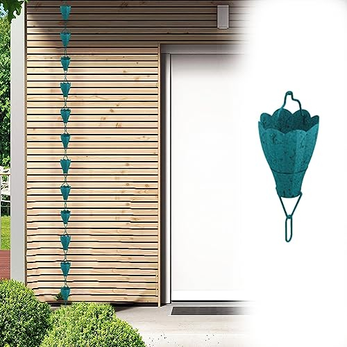 Regenkette Blaue Regenketten für Draußen, Japanische Regenkette aus Metall, Funktionsersatz für Dachrinnen-Fallrohre, Dekorative Regenfängerkette für zu Hause ( Color : Style6 , Size : 4.5m/14.7ft )