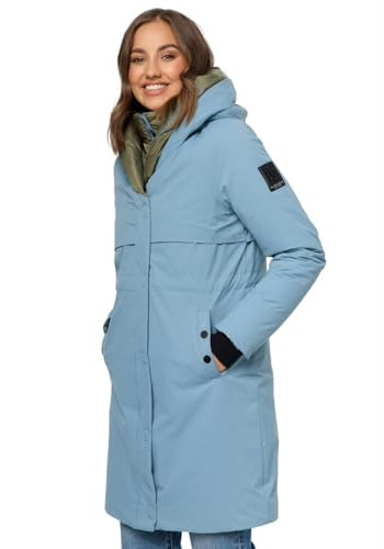 Navahoo Winterjacke Damen Designer Winter Jacke lang Mantel mit hohem Kragen B970 [B970-Snowel-Powder-Blue-Gr.XXL]