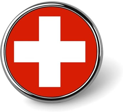 Einfaches Weißes Kreuz,Anstecknadel Mit Flagge Der Schweiz,Brosche,Nationalkarte,Brosche Für Männer Und Frauen,Runde Abzeichen,Kragennadel,Anstecknadeln Für Kleid,Jacke,Rucksack,Zubehör,Gesc