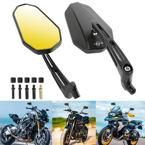 DREAMIZER E24 Homologués Rétroviseur pour Moto, Rétroviseur Latéral pour Moto de 8mm 10mm Compatible avec Z900 Z1000 Z800 Z650 Z750 Z250 Z125 XJ6, MT03 MT07 MT09 MT10, Quad ATV Scooter Touring Chopper