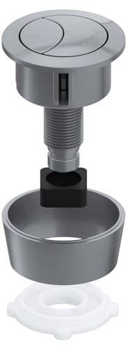 SPARES2GO Universal Toilet Cistern Dual Flush Push Button Kit for 20mm 40mm 50mm 60mm Lid Hole (Brushed Nickel)