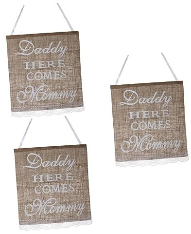 Alipis 3 Stücke Sackleinen Banner Bachelorette Party Hochzeit Rustikalen Land Dekorationen Hängen Zeichen Spitze Trim
