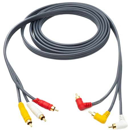 System-S Cinch RCA Kabel 3 m Stecker zu Stecker 3 AV Komponente Winkel Adapter in Schwarz