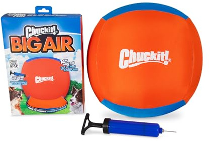 Chuckit! Big Air Fetch Ball Hundespielzeug, 35,6 cm, für Herdeinstinkt, für interaktive, Nicht kauende Aktivitäten, für alle Rassen, Aufblaspumpe inklusive