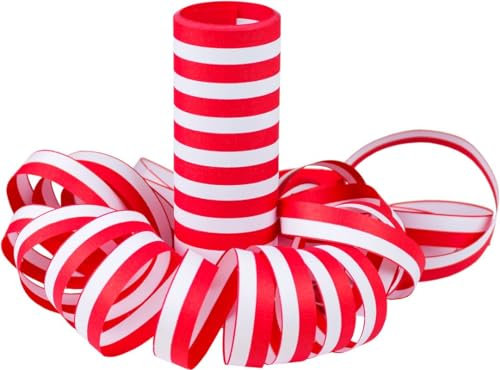 Heku 3 rouleaux de serpentins en papier rouge et blanc