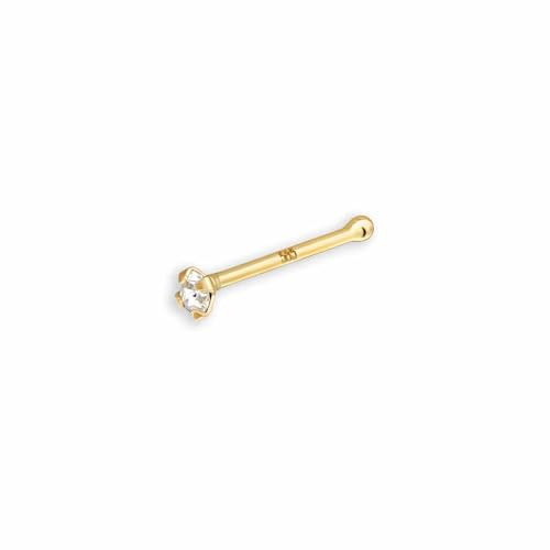 MONKIMAU Eleganter 14K Gold Nasenstecker mit Kristall | 1,5 mm, 4 Krappen, Nasenschmuck 585 Gold | Echtgold Nasenpiercing Schmuck Geschenk