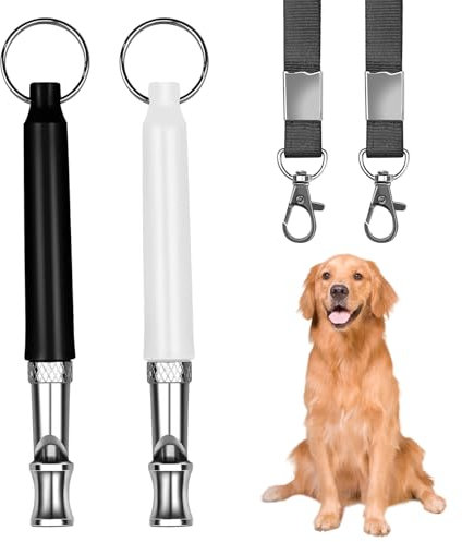 2 Stück Hundepfeife Rütter Rückruf,Hochfrequente & Lautlose Ultraschall-Hundepfeife, Verstellbar mit Umhängeband,Ideal für Hundetraining, Rückruf & Bellenkontrolle,Professionelle Hundeerziehungspfeife