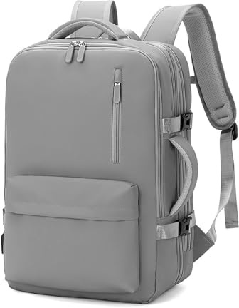 FANDARE Laptop ryggsäck herr handväska 30–40 l reseryggsäck dam skolryggsäck utbyggbart handbagage flygplan företag arbete skolväskor för arbete resor weekend dagsryggsäck dagryggsäck, GRÅ, L