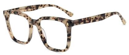 Firmoo Blaulicht Brille Damen Herren Großer Quadratische Computerbrille | Acetat Gegen Kopfschmerzen Entspiegelt Anti-Glanz Vollrandbrille für PC/Handy/Fernseher,Bildschirme