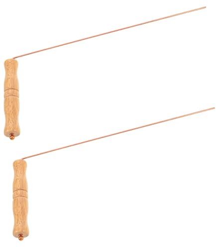 Gatuida Tiges de Cuivre Pur 99% pour Détection Légère et Précise, Kit 2 Pièces en Laiton et Bois, Chasse aux Fantômes Divination d'eau