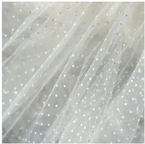 Ayuduots Tela de Gasa de Lunares de 50 x 150 cm, Malla Ligera para Vestidos, Bufandas y Cortinas.