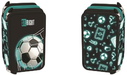 Goldkids - Federmäppchen 3 Fächer - Mäppchen für Mädchen und Jungen - Federmappe 3-Fach Federtasche 46-teilig Gefüllte Schüleretui Schulmäppchen- Ball Motiv