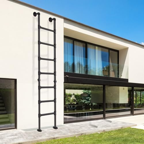 Letto a Castello Montata da Parete a Pavimento, Scala di Emergenza Robusta per Pozzo Finestra di Seminterrato, Scala da Arrampicata per Soffitta Dormitorio, Capacità di Carico 150kg, 213cm/7FT