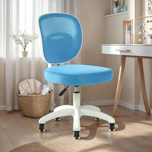 Kinderdrehstuhl MAYLA mit Rollen, blauKinderzimmer Schreibtischstuhl ergonomisch mit Rollen - Kinderzimmer Schreibtischstuhl, ergonomisch & höhenverstellbar, Mesh-Rücken Kinderstuhl mit Gaslift, Home