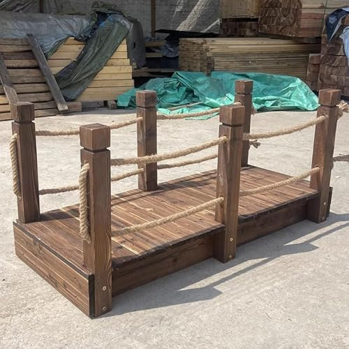 Puente de jardín de madera retro, elegante decoración al aire libre para mejorar el césped y el cobertizo de patio