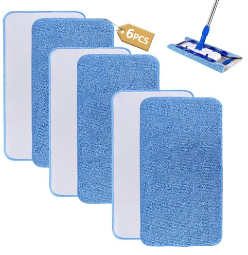 Sgizoku 6 Microfiber Mop Pads Compatible with Mr SIGA/MEXERRIS/Masthome Microfiber Mop Cloth, Wet & Dry Mopping Pad - 42cm X 23cm