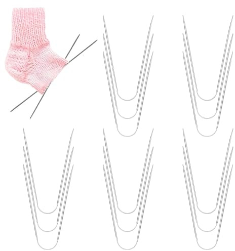 15 Pezzi di Ferri Circolari Set di Ferri da Maglia in Acciaio Inossidabile da 21 cm Ferro da Maglia Circolare da 2,0 2,5 3,0 3,5 4,0 mm Adatti per Calzini Guanti Cappelli