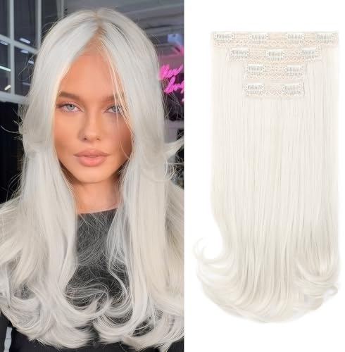 REECHO Clip-in Extensions - 4PC Hair Extensions Clip in Haarverlängerungen 40 cm, Layer-Cut, natürlich aussehende Haarteile mit unsichtbarem weichem Tressenband - Platinblond