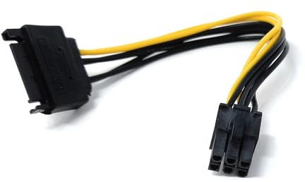 20cm SATA to 6-Pin PCIe Power Adapter Cable | 15-Pin SATA Male, GPU Connector for Graphics Cards, SSDs, and HDDs