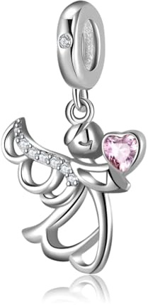 Hängsmycke ängel skyddsängel hjärta rosa vingar strass nattvard hänge 925 silver - Les Folies för Pandora