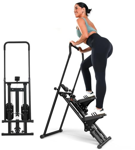 Sportneer Foldable Stair Stepper for Home Gym, Adjustable Resistance, Vertical Climber with Handlebar, Extended Step Range for Legs, Core & Glutes Workouts, Stair Master 440LBS Weight Capacity