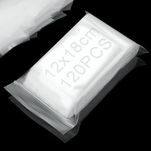Nasxkji 120 Pièces Sachets Plastique Zip Transparent 12 x 18 cm Petit Pochons Plastiques Refermables pour Bijoux Bonbons Vis Petits Objets Loisirs Créatifs