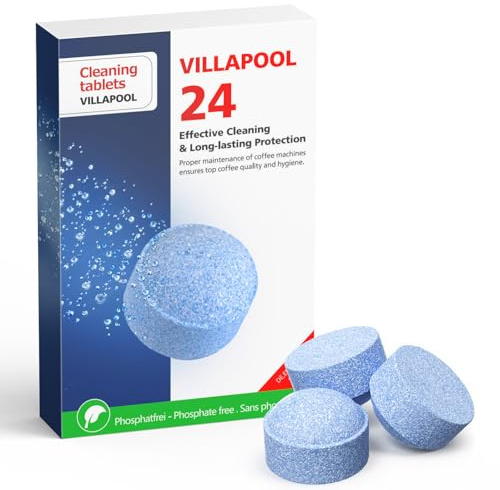 VILLAPOOL Cleaning Tablets for Jura, 24-Count Cleaning Tablets Compatible with all Jura Automatic Coffee Centers, Removes Coffee Oil Residues, Keeps Brew Unit Clean & Fresh Replaces Part # 64308