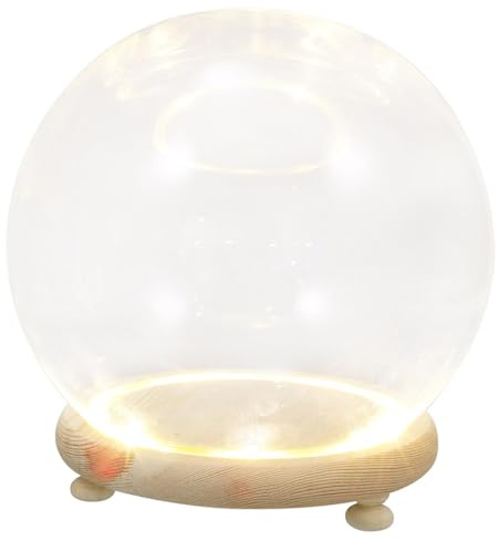 ORFOFE Flower Glass Dome with Led Illuminated Base Glass Display Globe for Succulents Home Decoration Ornament